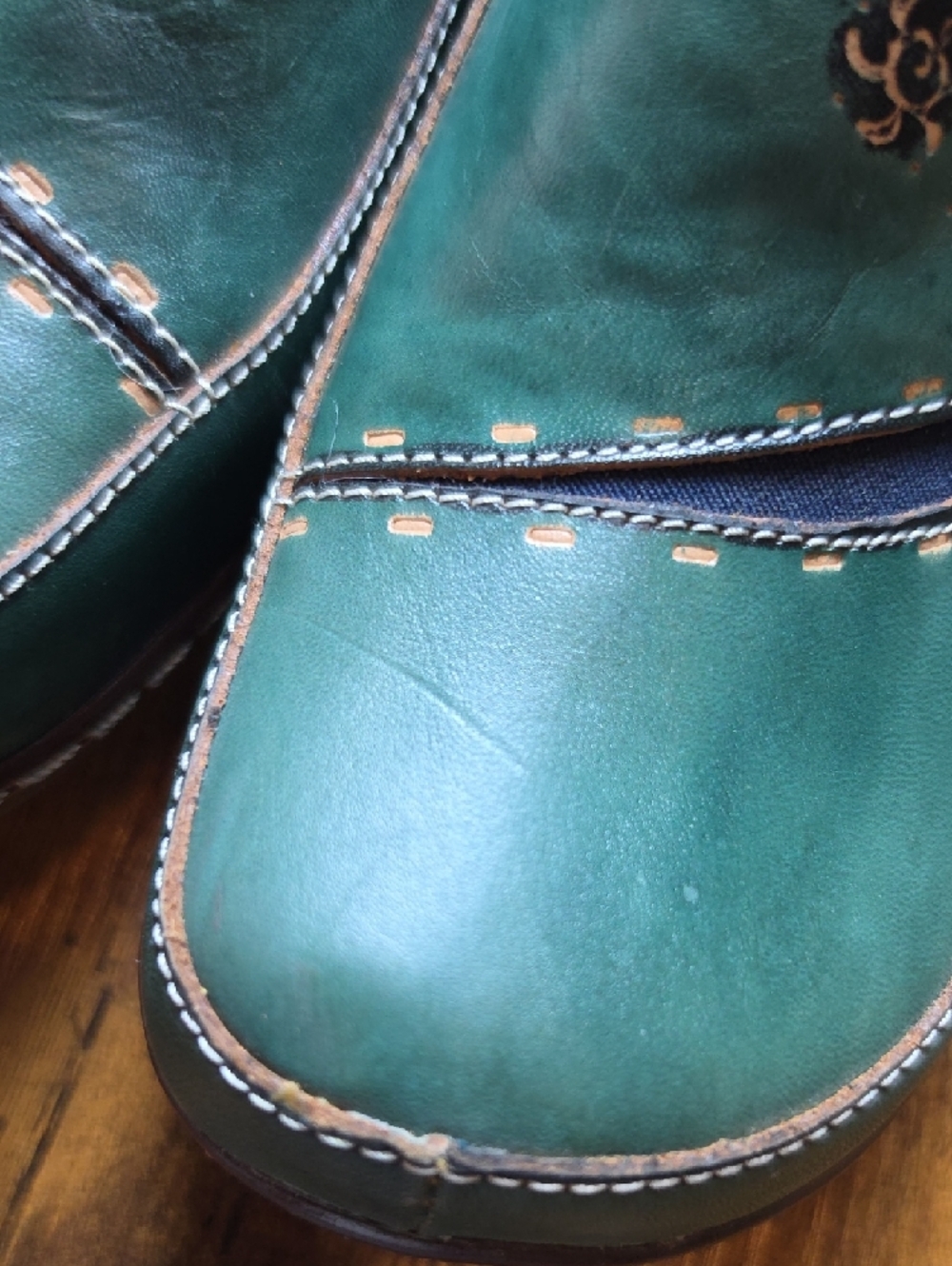 L’ARTISTE by SPRING STEP | Chino Leather Clogs Boho Chic Teal Green | EU 38 US 8 - Picture 9 of 9